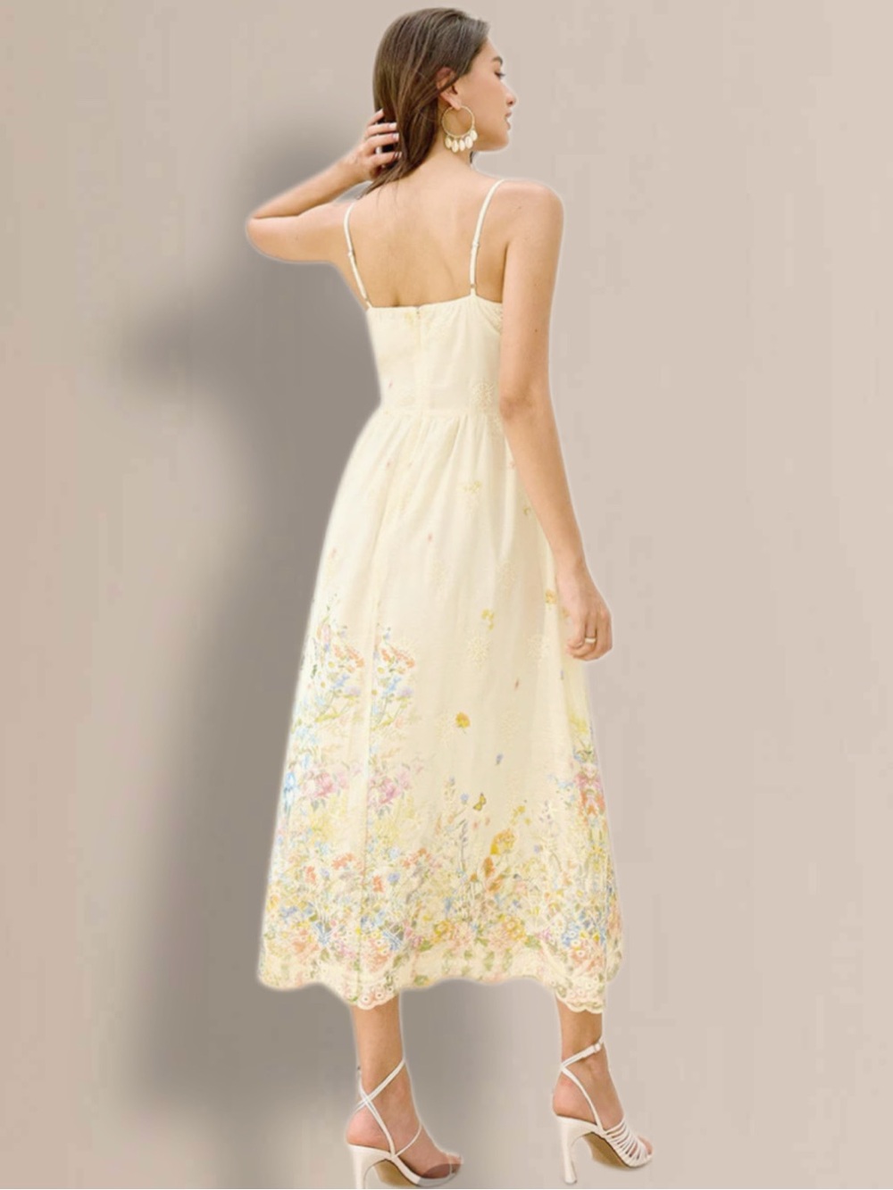 Commense Cream Floral Midi Dress - Picture 4 of 11